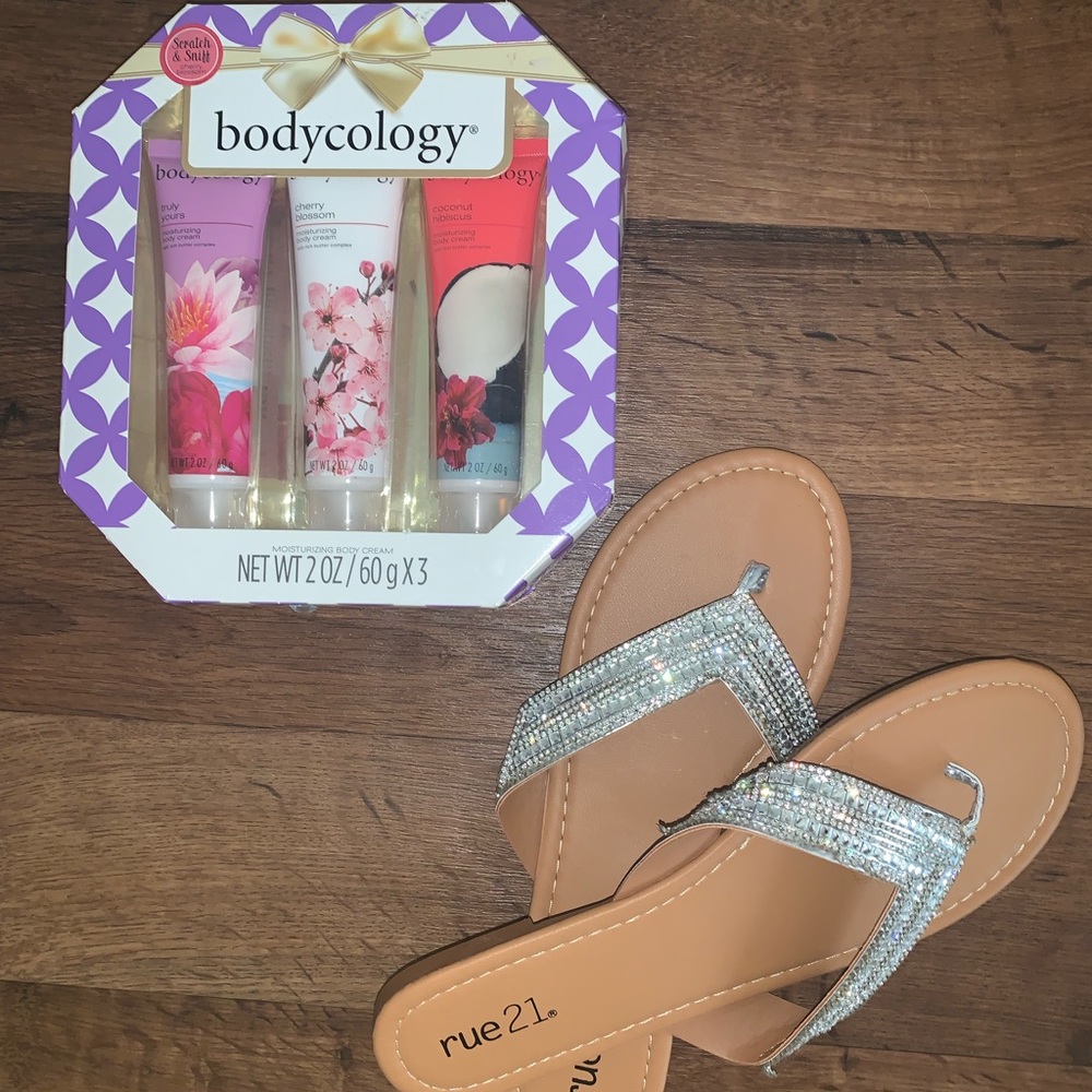 BodyCology body cream and/or Rue 21 sandals